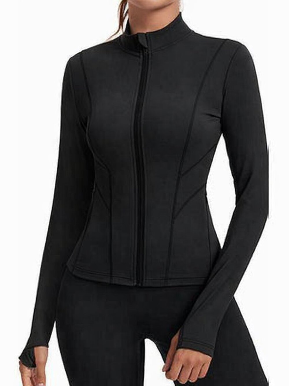 RAPBIN Women’s Slim Fit Full‑Zip Athletic Jacket – Black – Size Medium